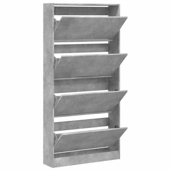 Lowell Shoe Storage Cabinet With 4 Flip-Drawers In Concrete Effect_3