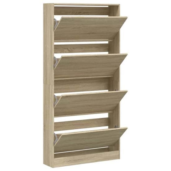 Lowell Shoe Storage Cabinet With 4 Flip-Drawers In Sonoma Oak_3