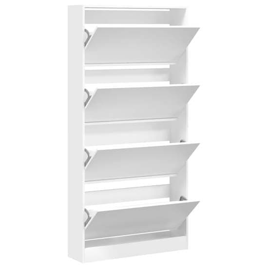 Lowell Shoe Storage Cabinet With 4 Flip-Drawers In White_3