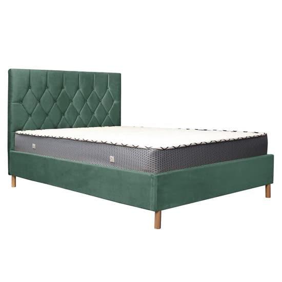 Loxley Fabric Upholstered Small Double Bed In Green_4