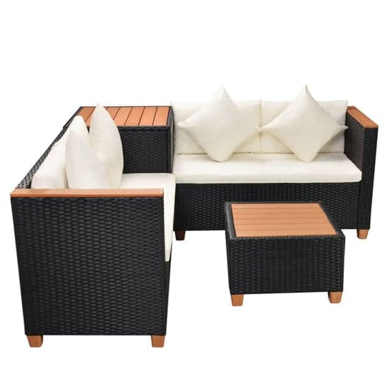 Loxton Rattan 4 Piece Garden Lounge Set With Cushions Black_6