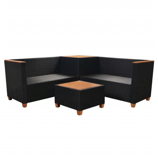 Loxton Rattan 4 Piece Garden Lounge Set With Cushions Black_7