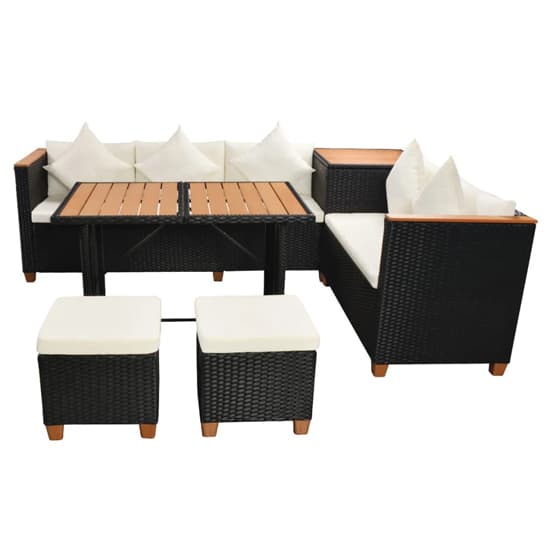 Loxton Rattan 7 Piece Garden Lounge Set With Cushions Black_3