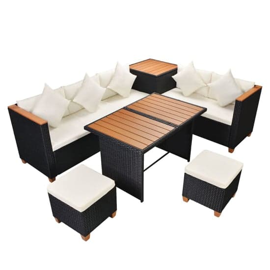 Loxton Rattan 7 Piece Garden Lounge Set With Cushions Black_5