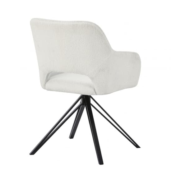 Lublin Swivel White Boucle Fabric Dining Chairs In Pair_3