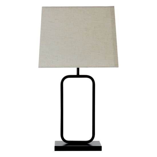 Lucasto Natural Fabric Shade Table Lamp With Black Metal Base_3