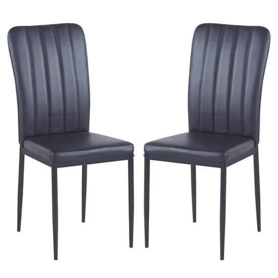 Lucca Black Faux Leather Dining Chairs With Black Legs In Pair_1