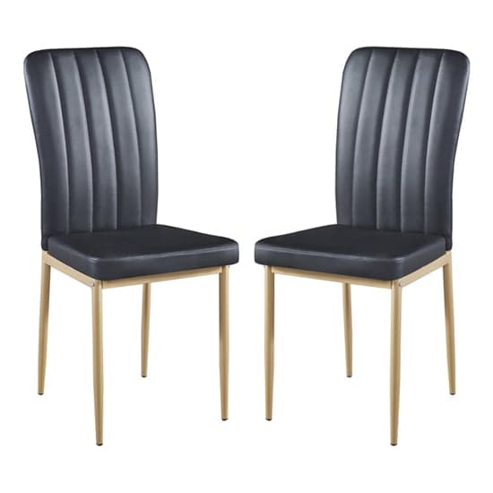 Lucca Black Faux Leather Dining Chairs With Gold Legs In Pair_1