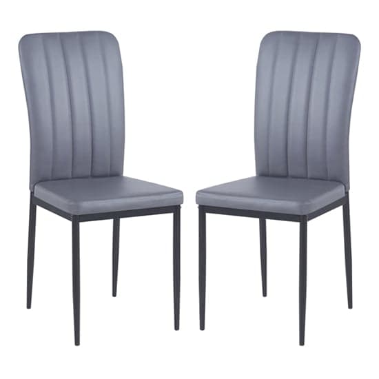 Lucca Grey Faux Leather Dining Chairs With Black Legs In Pair_1
