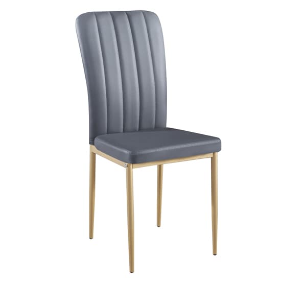 Lucca Grey Faux Leather Dining Chairs With Gold Legs In Pair_2