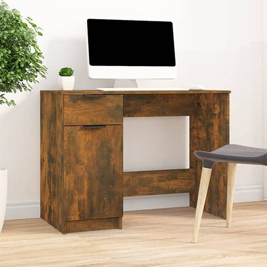 Lucos Wooden Laptop Desk With 1 Door 1 Drawer In Smoked Oak_1