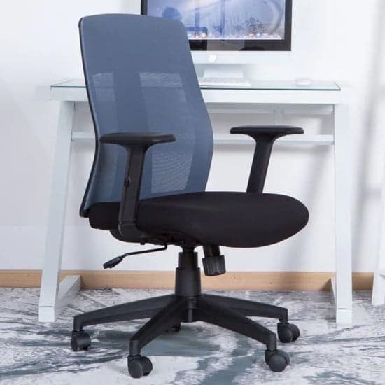 Lugano Mesh Fabric Home And Office Chair In Grey And Black_1