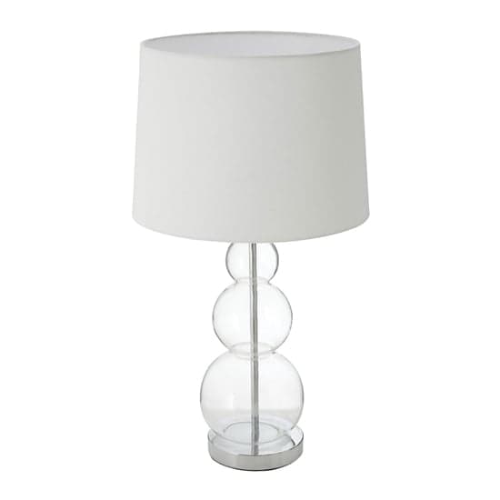Lukano White Fabric Shade Table Lamp With Glass Metal Base_2