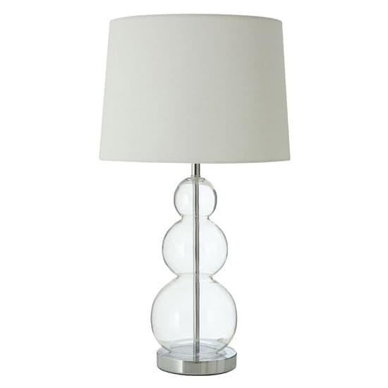 Lukano White Fabric Shade Table Lamp With Glass Metal Base_1