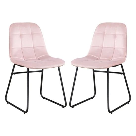 Lyster Baby Pink Velvet Dining Chairs In A Pair_1