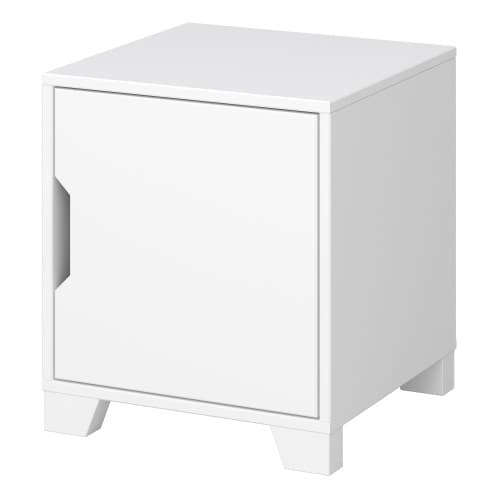 Luna Wooden Bedside Table With 1 Door In Pure White_3
