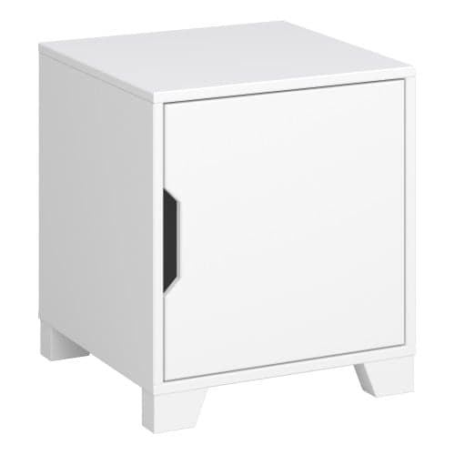 Luna Wooden Bedside Table With 1 Door In Pure White_1
