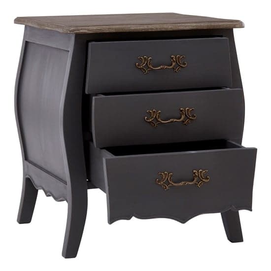 Luria Wooden Bedside Cabinet With 3 Drawers In Dark Grey_2
