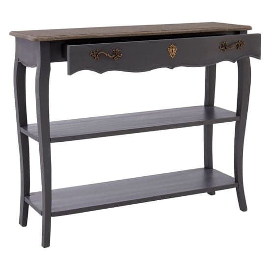 Luria Wooden Console Table With 2 Shelves In Dark Grey_2