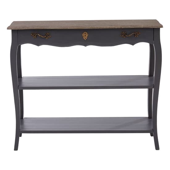 Luria Wooden Console Table With 2 Shelves In Dark Grey_4