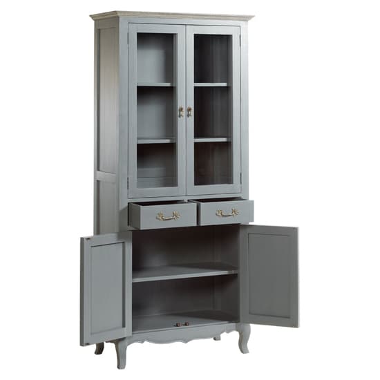Luria Wooden Display Cabinet With 4 Doors And 2 Drawers In Grey_3