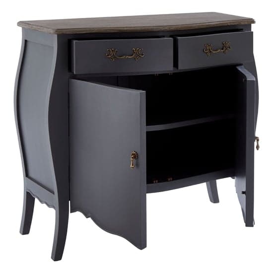 Luria Wooden Sideboard With 2 Drawers And 2 Doors In Dark Grey_2