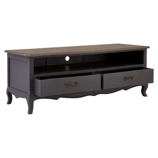 Luria Wooden TV Stand With 2 Drawers In Dark Grey_2