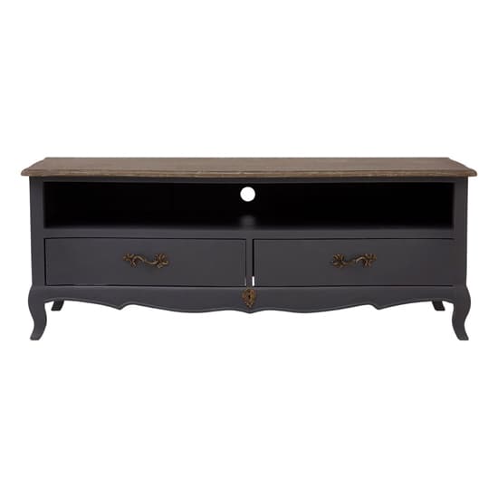 Luria Wooden TV Stand With 2 Drawers In Dark Grey_3