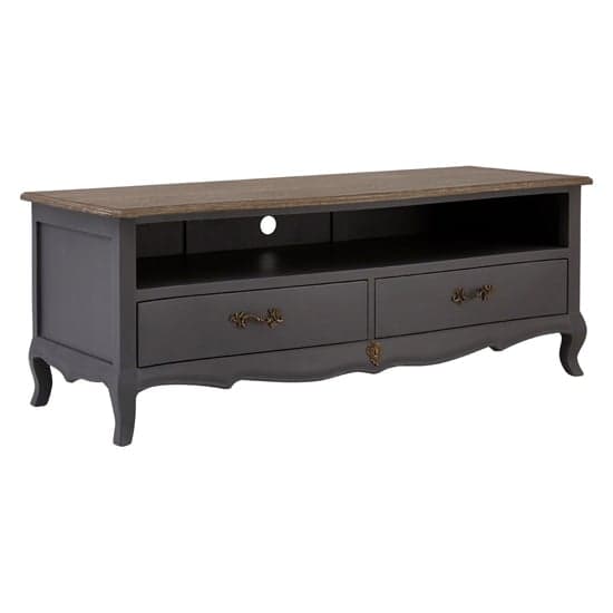 Luria Wooden TV Stand With 2 Drawers In Dark Grey_1