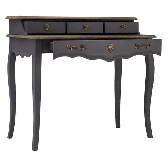 Luria Wooden Writing Desk With 4 Drawers In Dark Grey_2