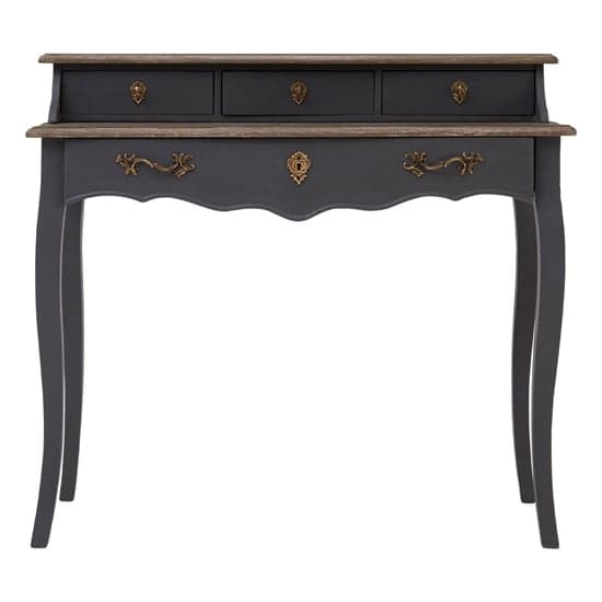 Luria Wooden Writing Desk With 4 Drawers In Dark Grey_3