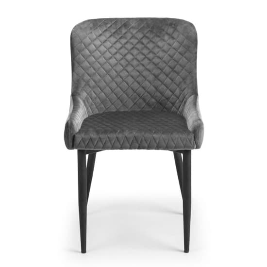 Lakia Grey Velvet Dining Chairs With Black Legs In Pair_3
