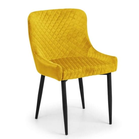 Lakia Mustard Velvet Dining Chairs With Black Legs In Pair_2