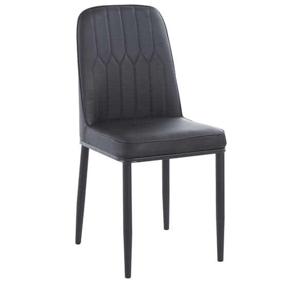 Luxor Black Faux Leather Dining Chairs With Black Legs In Pair_2