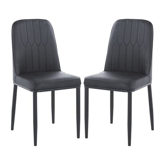 Luxor Black Faux Leather Dining Chairs With Black Legs In Pair_1