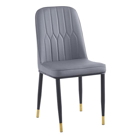 Luxor Grey Faux Leather Dining Chairs With Gold Feet In Pair_2