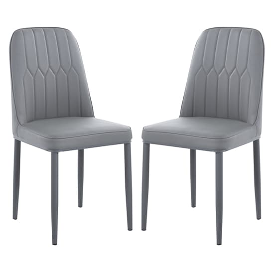 Luxor Grey Faux Leather Dining Chairs With Grey Legs In Pair_1