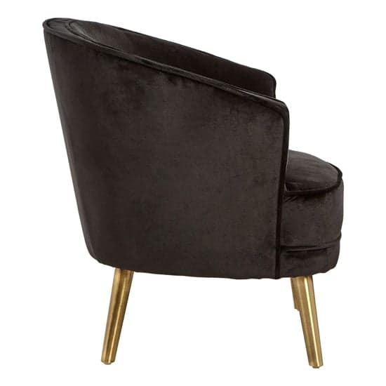 Luxury Round Upholstered Velvet Armchair In Black_3