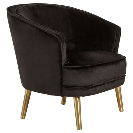 Luxury Round Upholstered Velvet Armchair In Black_1