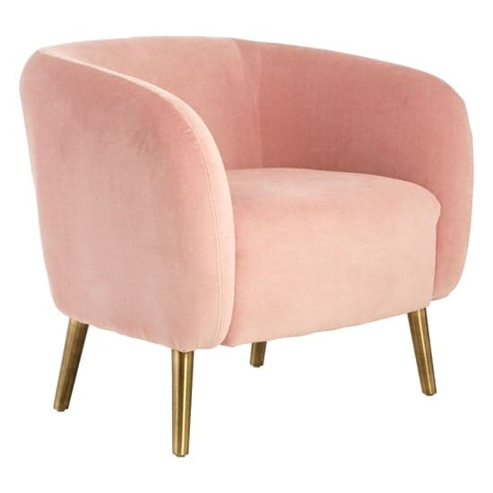 Luxury Round Upholstered Velvet Armchair In Pink_1