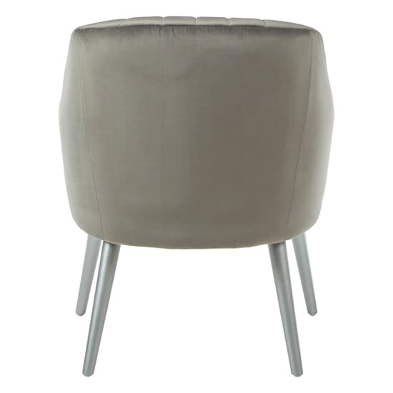 Luxury Upholstered Velvet Armchair With Silver Legs In Grey_5