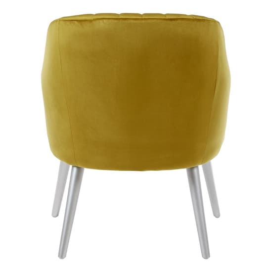 Luxury Upholstered Velvet Armchair With Silver Legs In Mustard_4