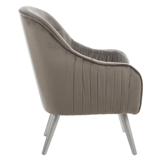Luxury Upholstered Velvet Armchair With Wooden Legs In Grey_3