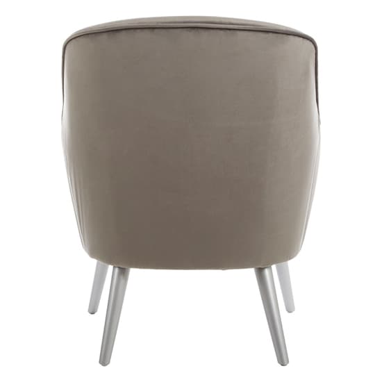 Luxury Upholstered Velvet Armchair With Wooden Legs In Grey_4
