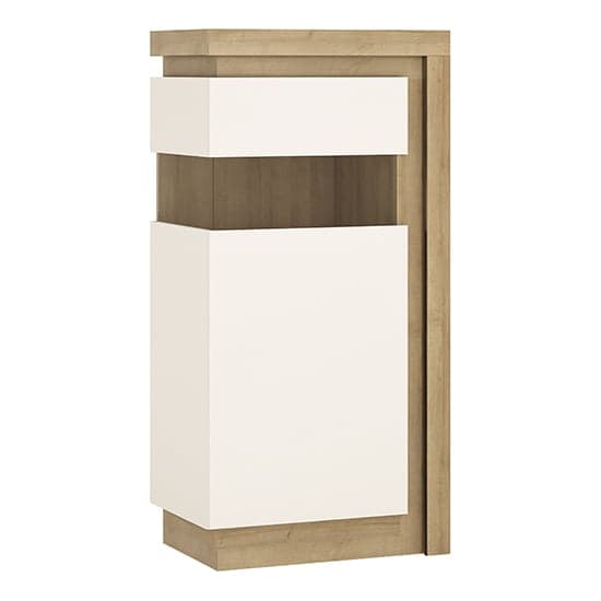 Lyco High Gloss Display Cabinet Left In Oak White And LED_2