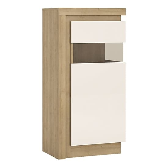 Lyco High Gloss Display Cabinet Right In Oak White And LED_2