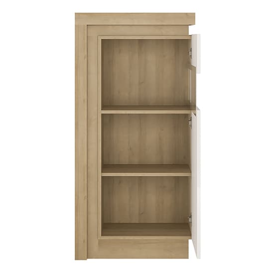 Lyco High Gloss Display Cabinet Right In Oak White And LED_3