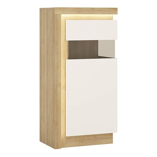 Lyco High Gloss Display Cabinet Right In Oak White And LED_1