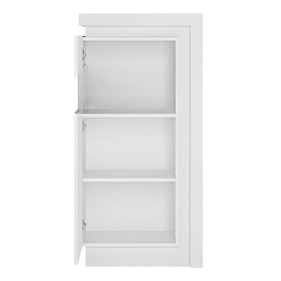Lyco High Gloss Narrow Display Cabinet Left In White With LED_2
