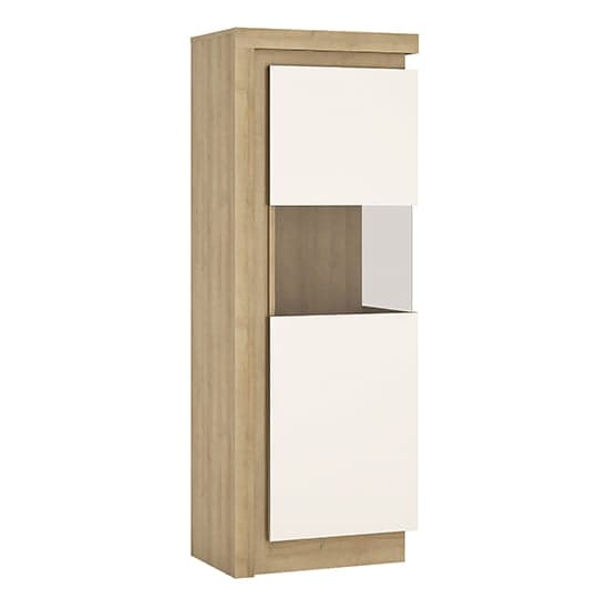 Lyco Gloss Narrow Display Cabinet Right In Oak White And LED_2